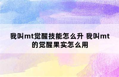 我叫mt觉醒技能怎么升 我叫mt的觉醒果实怎么用